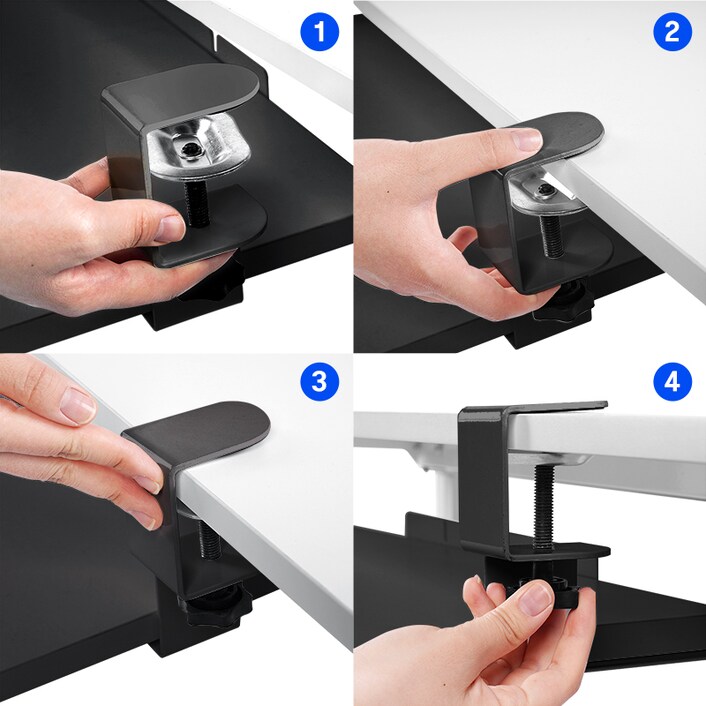 Small clamp shop on keyboard tray